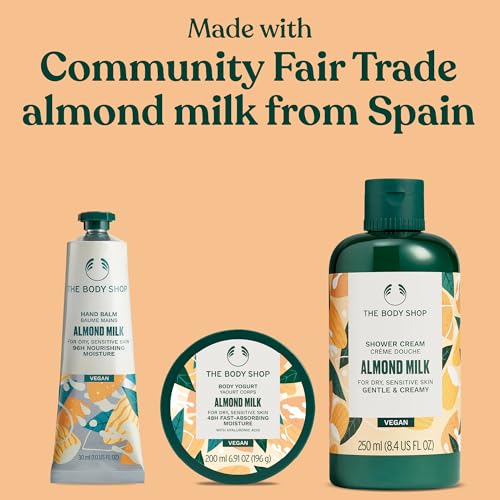 The Body Shop Almond Milk Essentials 3 Piece Set | Shower Cream, Hand Balm, Body Yogurt | for Dry, Sensitive Skin, Vegan