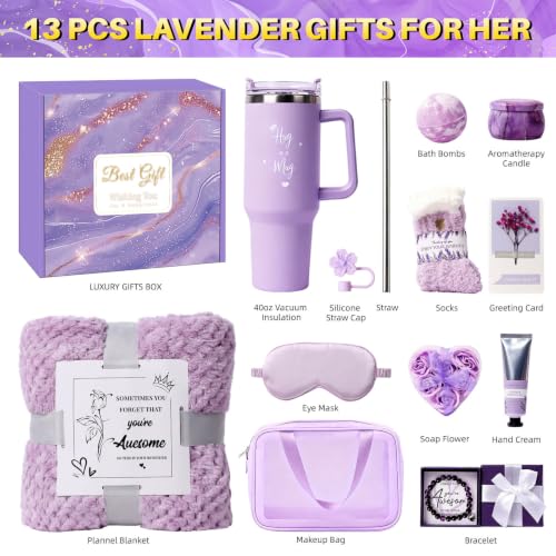 Luxury Spa Gift Basket for Women - 11 Piece Set with Blanket