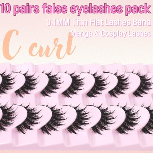 Cat Eye Wispy False Eyelashes - 10 Pairs Reusable Lashes