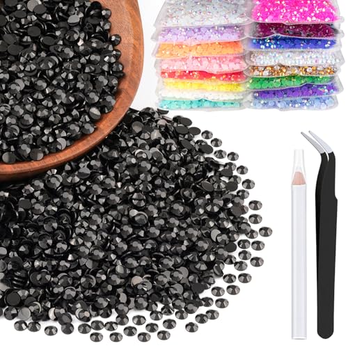 Black 3mm Resin Rhinestones Bulk Flatback Jelly Gems for Crafts & Nail Art - 5000pcs
