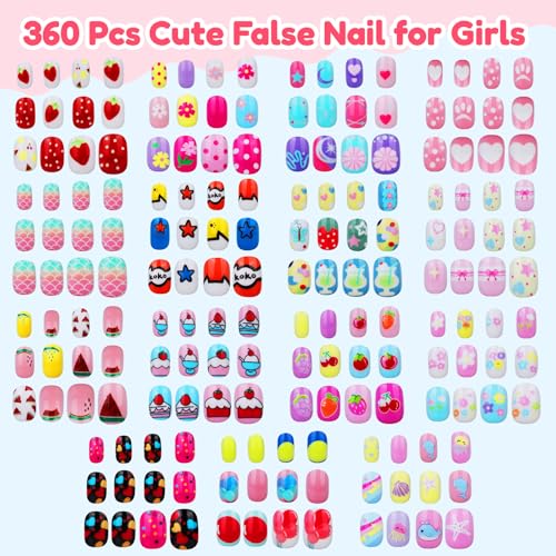 Teenitor 360 Pc Press On Nails for Kids - 15 Styles, 12 Sizes