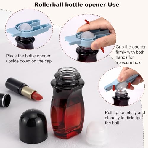 Kesell 50ml Essential Oils Roller Bottles 2-Pack with Opener — Gold & Black Cap