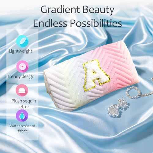 2-Pack Quilted Makeup Bag Set ? Cute Cosmetic Pouch for Travel, Toiletries, Purse & Organizer ? Large Small Zipper Makeup Bags, Personalized Initial Gift for Women, Teens, Girls, Purple C