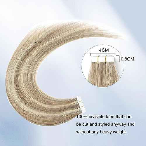 Sixstarhair Light Brown Highlights Tape In Hair Extensions - Brown Mixed With Ash Blonde Seamless Straight 18 Inch 50g [Color P8-60#-18 Inch]