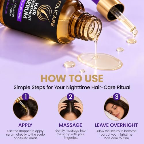 FOLICARE Rosemary Castor Hair Growth Serum 2oz - Non-Greasy, Fast-Absorbing, Bedtime Formula