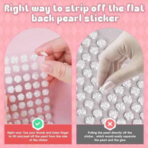 4366 PCS Self Adhesive Pearl Stickers£¬Pearl Stickers for Crafts Kids£¬Assorted Sizes & Shape Stick on Pearls for Hair, Face, Makeup, Eye 3mm/4mm/5mm/6mm/8mm/10mm/Rose/Heart Shape