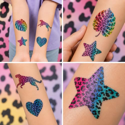 120 PCS Cheetah Print Temporary Tattoos for Kids