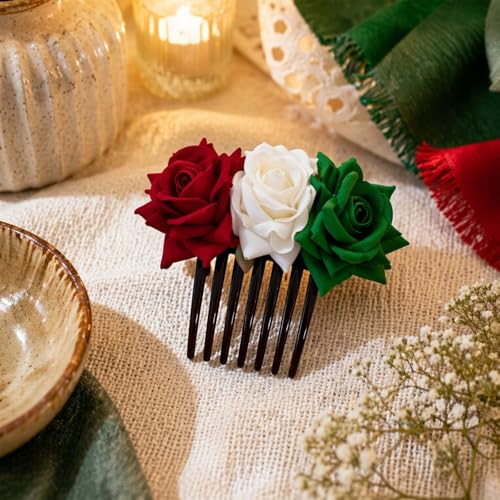 Whaline Mexican Floral Hair Clip Red White Green