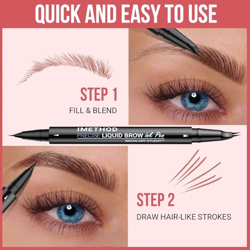 iMethod Curved Eyebrow Pen - Dual-Tip Microblading Brow Pencil Dark Brown