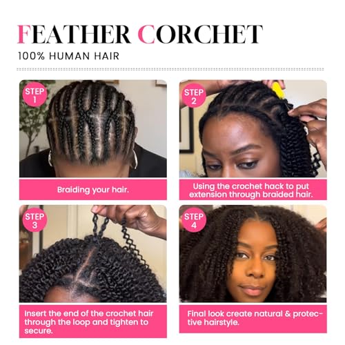 Knotless Curly Crochet Braid Hair 14" | Real Human Hair