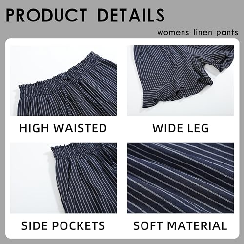 Women's Summer Linen Shorts Wide Leg High Waisted