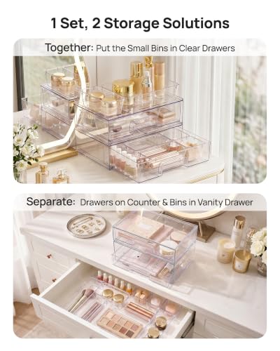 Vtopmart 12-Pack Clear Makeup Organizer Set with Stackable Drawers