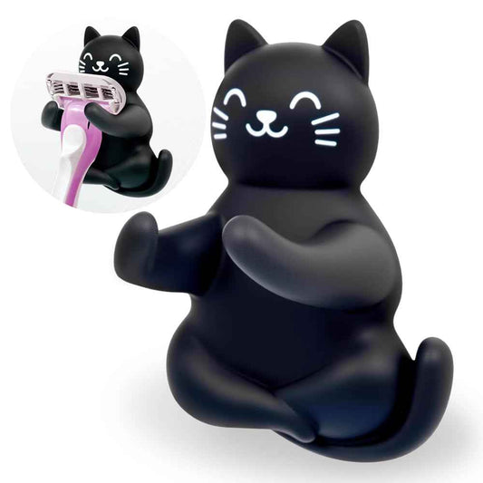 AGMDESIGN Cute Cat Razor Holder, Relaxing Shower Accessories, Women's Razor Hang in Shower, Funny Black Cat Bathroom Decor Gifts for Men Women Wife Husband Boyfriend Girlfriend