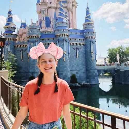 JOYFISCO Mouse Ears Headbands Shiny Bow Mouse Ears Headband Glitter Party Princess Decoration Cosplay Costume for Girls Women Halloween Birthday Party
