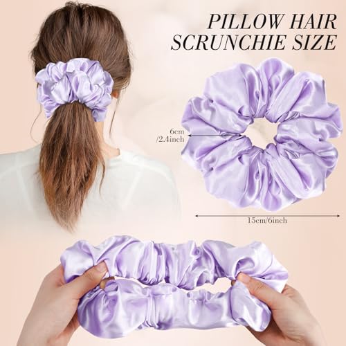 Oversized Satin Scrunchies for Thick Curly Hair - No-Crease Hair Ties (3 Pack)
