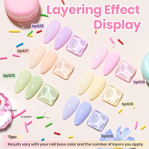 Beetles Pastel Gel Nail Polish Set - 6 Colors Long Lasting High Gloss