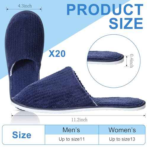 Panitay 20 Pairs Reusable Spa Slippers for Guests Washable House Slippers with Triple Layer Coral Fleece for Home Indoor Hotel Travel, Closed Toe