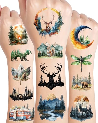 Forest Temporary Tattoos Stickers - 156 Pieces, 20 Sheets