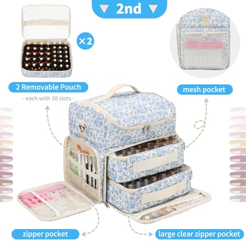 CUBETASTIC Extra Large Nail Polish Organizer Bag – Holds 86 Bottles