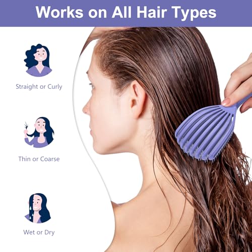SHINLEA Purple Detangling Brush for Curly & Wet Dry Hair - Shell-Shaped Design