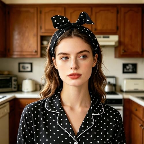 Women & Girls Polka Dot Bow Headbands Non-Slip Retro Hair Accessories