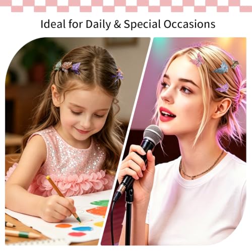Butterfly Hair Claw Clips 32Pcs Sparkly Glitter Mini Clips