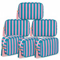 Kacctyen 6 Pack Striped Makeup Bag Tassel,Blue and Pink