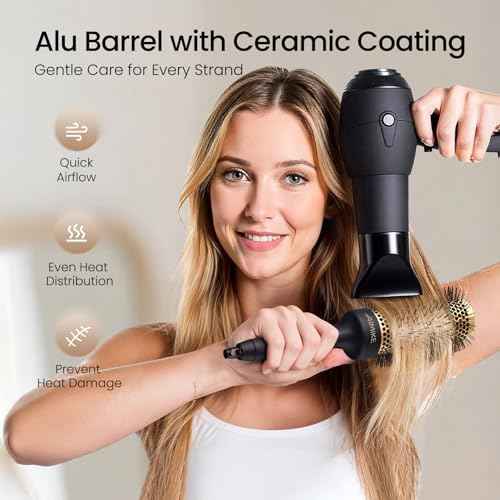 AIMIKE Round Brush for Blow Out, Medium Round Hair Brush with Nano Thermal Ceramic Tech, Quick Blow Drying & Styling, Volumizing Blowout Brushes for Women Medium Hair, 1.7 in Barrel (Not-electric)