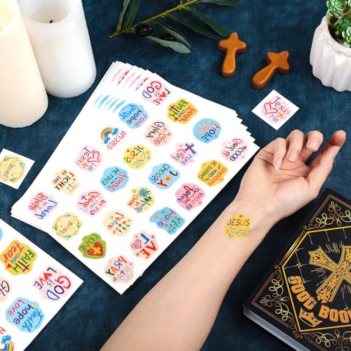 240 Pcs Religious Glitter Temporary Tattoos for Kids