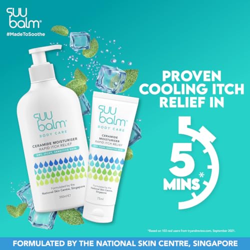 Suu Balm Intense Itch Relief Cream, Anti Itch Lotion for Sensitive Skin, Eczema, Psoriasis & Extreme, Very Severe & Dry Skin, Derm Formula, Menthol & Ceramides, 11.83 fl oz
