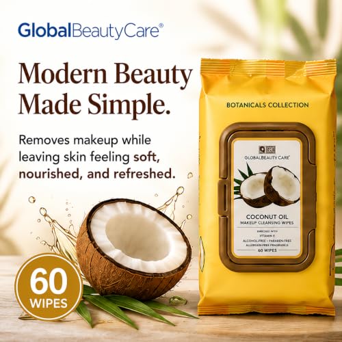 Coconut Oil Makeup Remover Wipes - 60 Count Face Cleansing