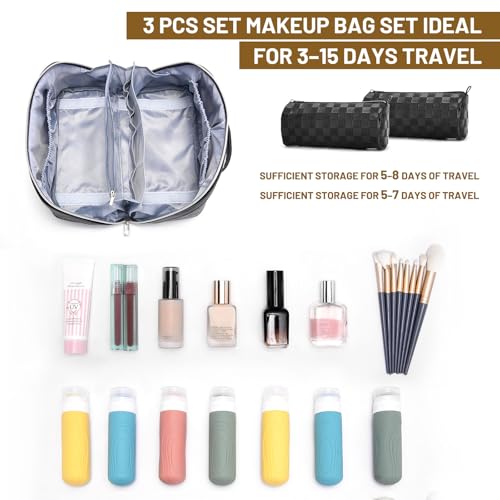 BOYATU Large Capacity Travel Makeup Bag Organizer Set - 3 Pcs
