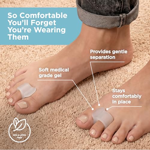 Toe Separators for Bunions - 4-Pack Gel Spacers for Men & Women