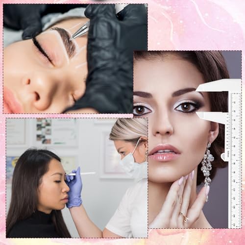 Eyebrow Mapping Kit, 4 Pcs Brow Mapping Pens with with 4 Replacement Refills and 2 Ruler, Makeup Tattoo Skin Marker Pen, Brow Lamination Supplies for Eyebrow Lip Skin