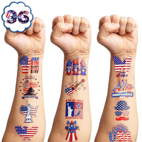 100 PCS 4th of July Temporary Tattoos - Party Favors & Decor