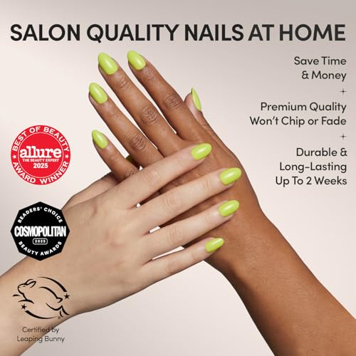 Glamnetic Lime Green Press-On Nails - Short Oval 30 Nail Kit