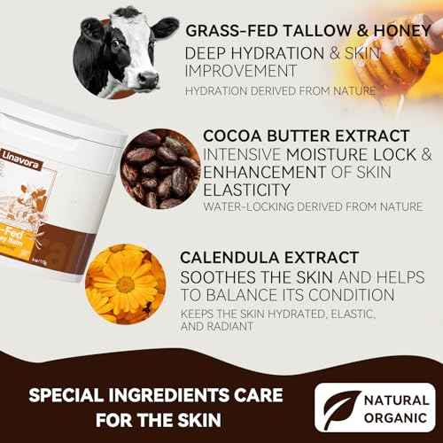 Tallow and Honey Balm ? Natural Moisturizer with Grass-Fed Beef Tallow for Skin, Honey, Vitamin E ? Unscented, 4oz ? Ideal for Face & Body Care