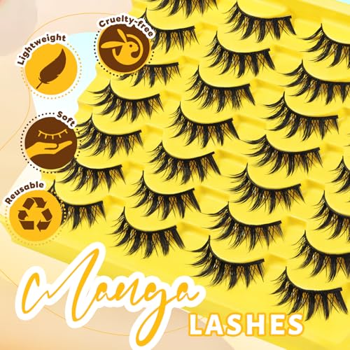 Veleasha Manga Spiky False Eyelashes 14 Pairs Doll Eye