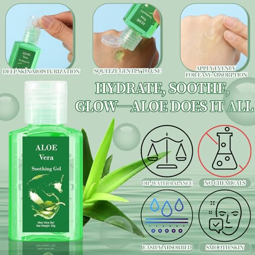 24 Pcs Mini Aloe Vera Gel for Skin Travel Size 1 oz Sunburn Treatment Party Favors Mini Moisturizer Travel Size Lotion Bulk for Thank You Gifts Wedding Beach Summer Flamingo Party Supplies