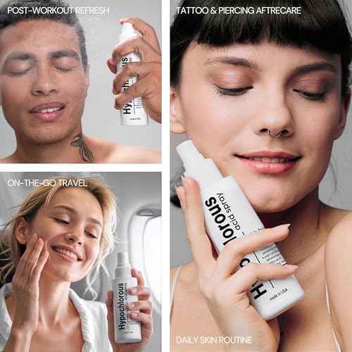 BodyJ4You Hypochlorous Acid Spray for Face Cleaner - HOCL Facial Toner Acne Sensitive Skin - HOCL Molecule Spray Topical Skin Redness Relief Breakouts - Piercing Aftercare Solution Fine Mist - 4 Fl Oz