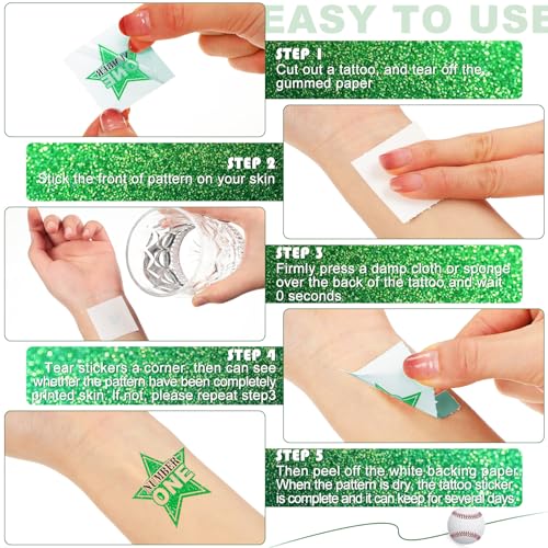 240 Pcs Green Glitter Team Spirit Temporary Tattoos