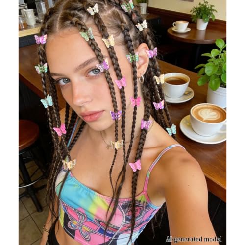 YISSION 60Pcs Mini Butterfly Hair Clips - Y2K Colorful Accessories
