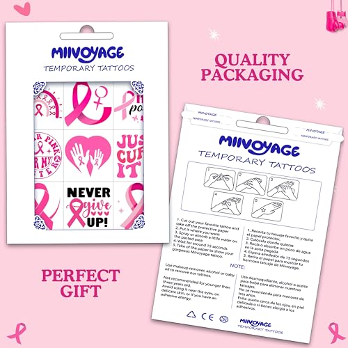 72 Breast Cancer Awareness Temporary Tattoos, Pink Stickers
