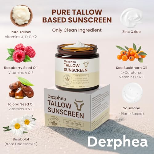 Beef Tallow Sunscreen (3 pack): SPF 50 Daily Sun Care for Extremely Sensitive, Acne-Prone & Kid-Safe Skin ? Non-Toxic Sunblock with 22% Non-Nano Zinc Oxide, Clean Formula for Face & Body