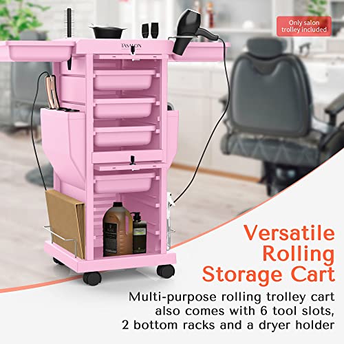Professional Salon Trolley Cart with 6 Trays, Lockable & Mobile