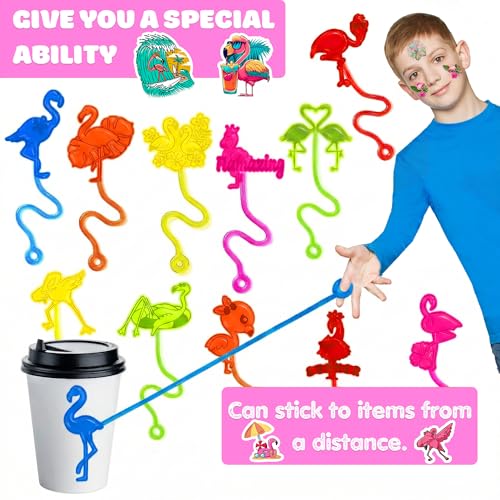 48pc Flamingo Party Favors Set with Stick Hands & Tattoos