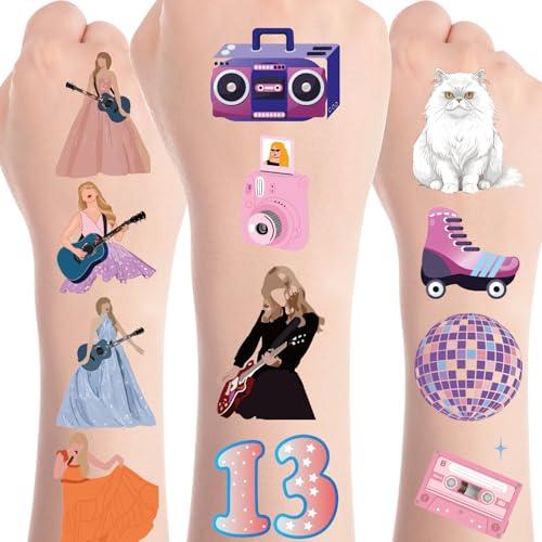 Singer Music Glitter Temporary Tattoos, 6 Sheets