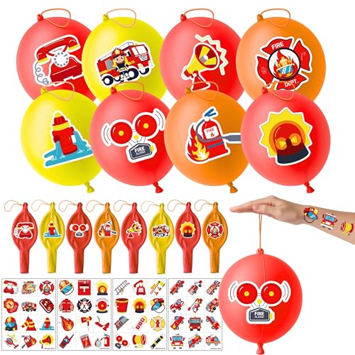 Firefighter Party Favors Set - 72 Pc with Balloons & Tattoos