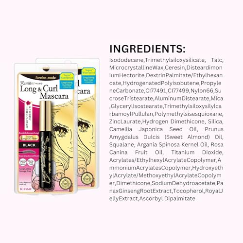 HEROINE MAKE by KISSME Mascara Black Volume and Length | Waterproof Mascara by Defining Fiber for Long and Curl Eye Makeup for Women, Made in Japan, Black, 2 EA