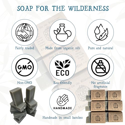 Bee The Light SimpleMan Soap Bar (Mountain Mint) - Men’s soap with Organic & Fair Trade Essential Oils - All Natural, Handmade Man Bath Soap Bars-Pack of 12-2.5 Ounce bars(30 Ounces Total)